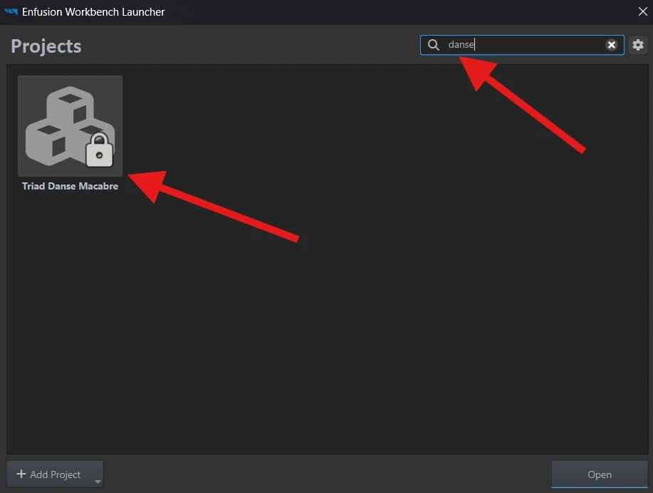 Searching for danse in Workbench Launcher shows Triad Danse Macabre.