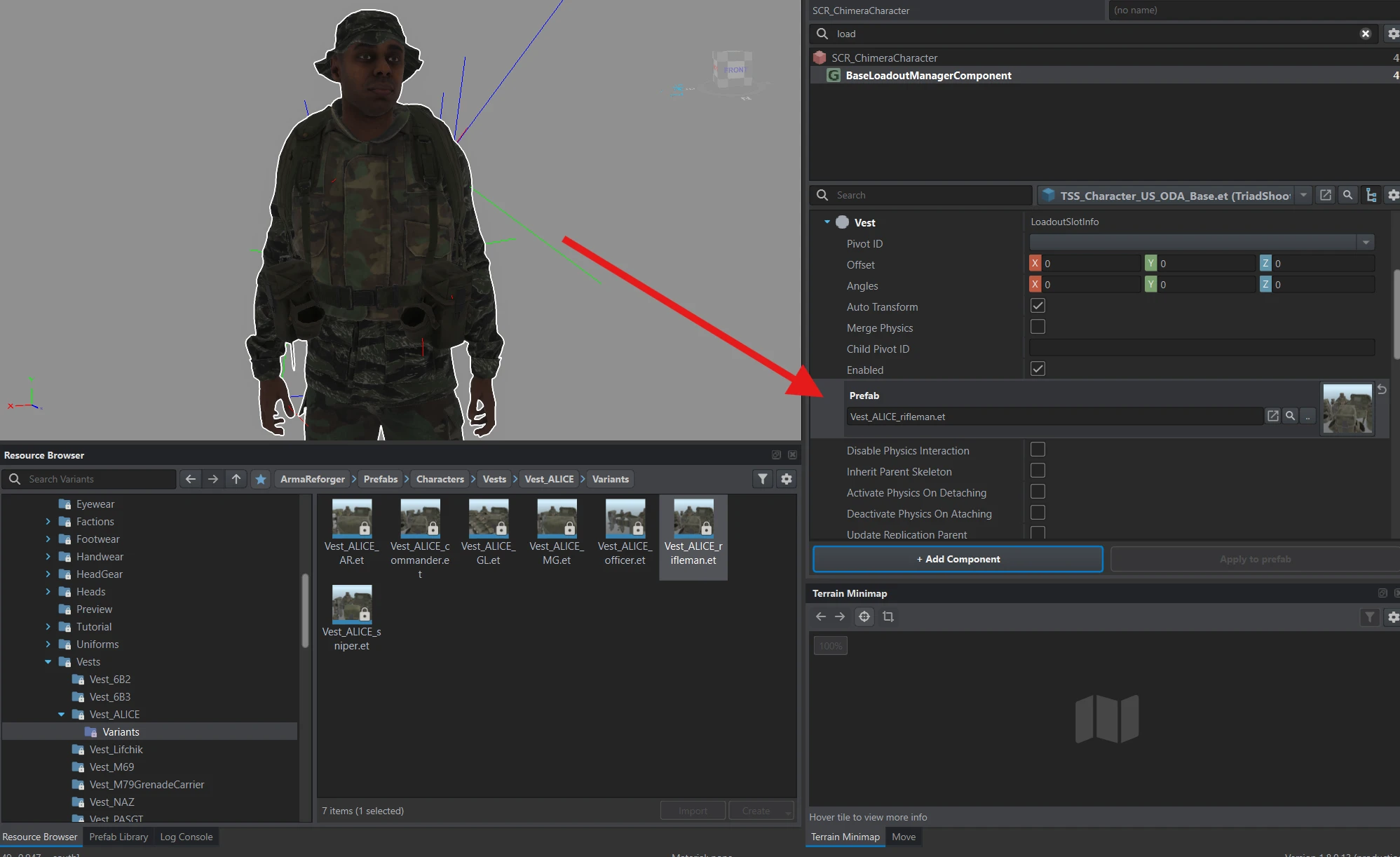 Vest_ALICE_rifleman.et assigned to Vest, with webbing visible over the body armor.