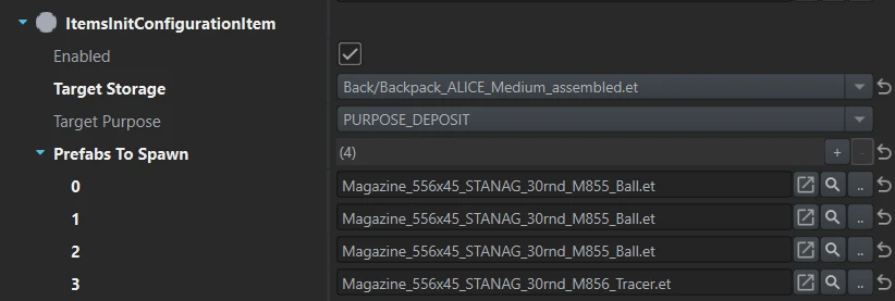 Backpack_ALICE_Medium_assembled.et containing three M855 magazines and one M856.