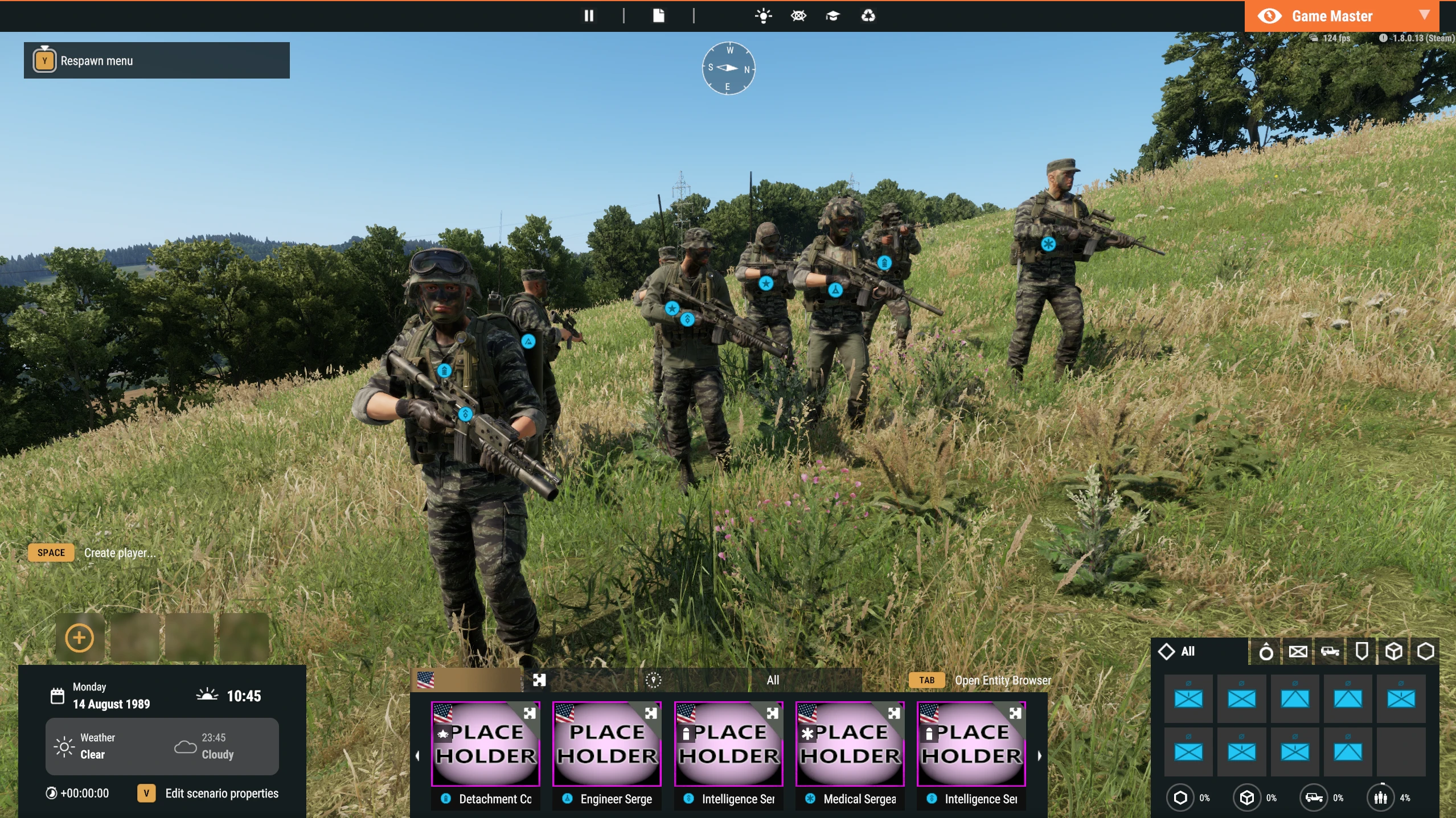 Triad Shooting Star characters placed on the terrain in Game Master.