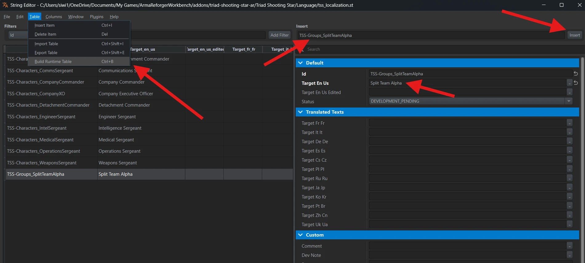TSS-Groups_SplitTeamAlpha added in String Editor with the English name Split Team Alpha.