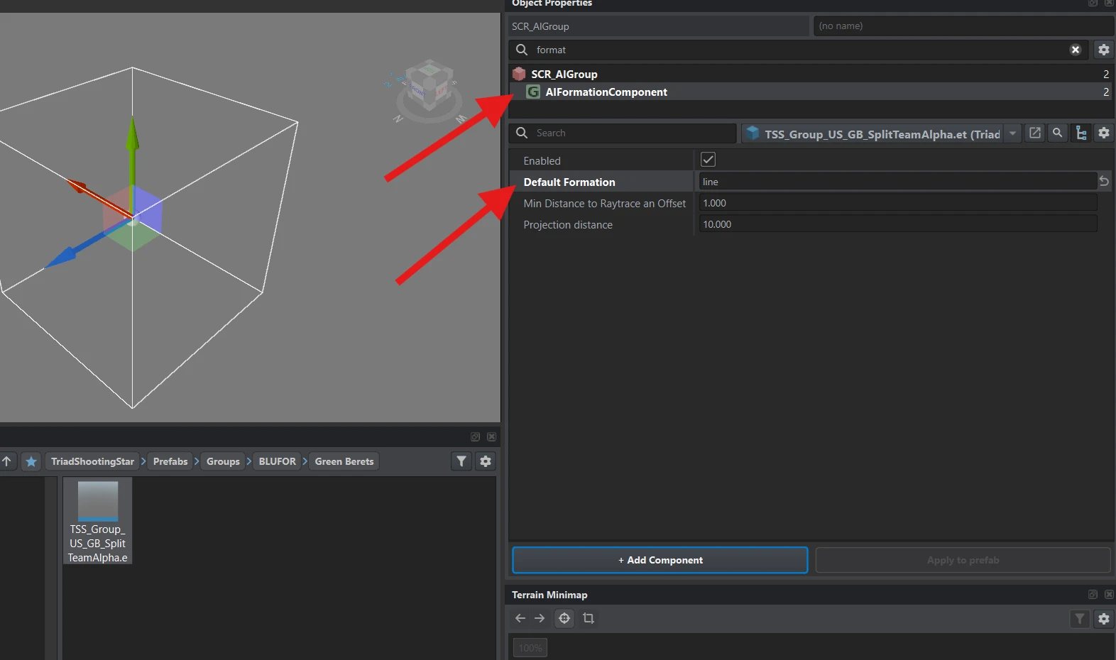 AIFormationComponent with Default Formation set to line.