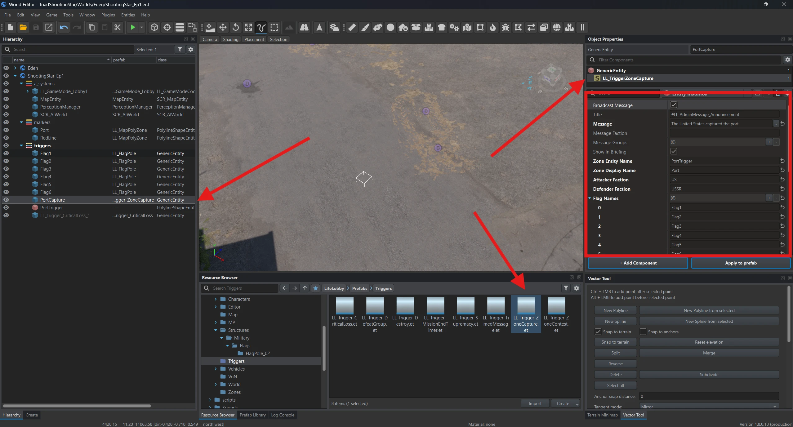 PortCapture references PortTrigger, factions US and USSR, and six flag names.