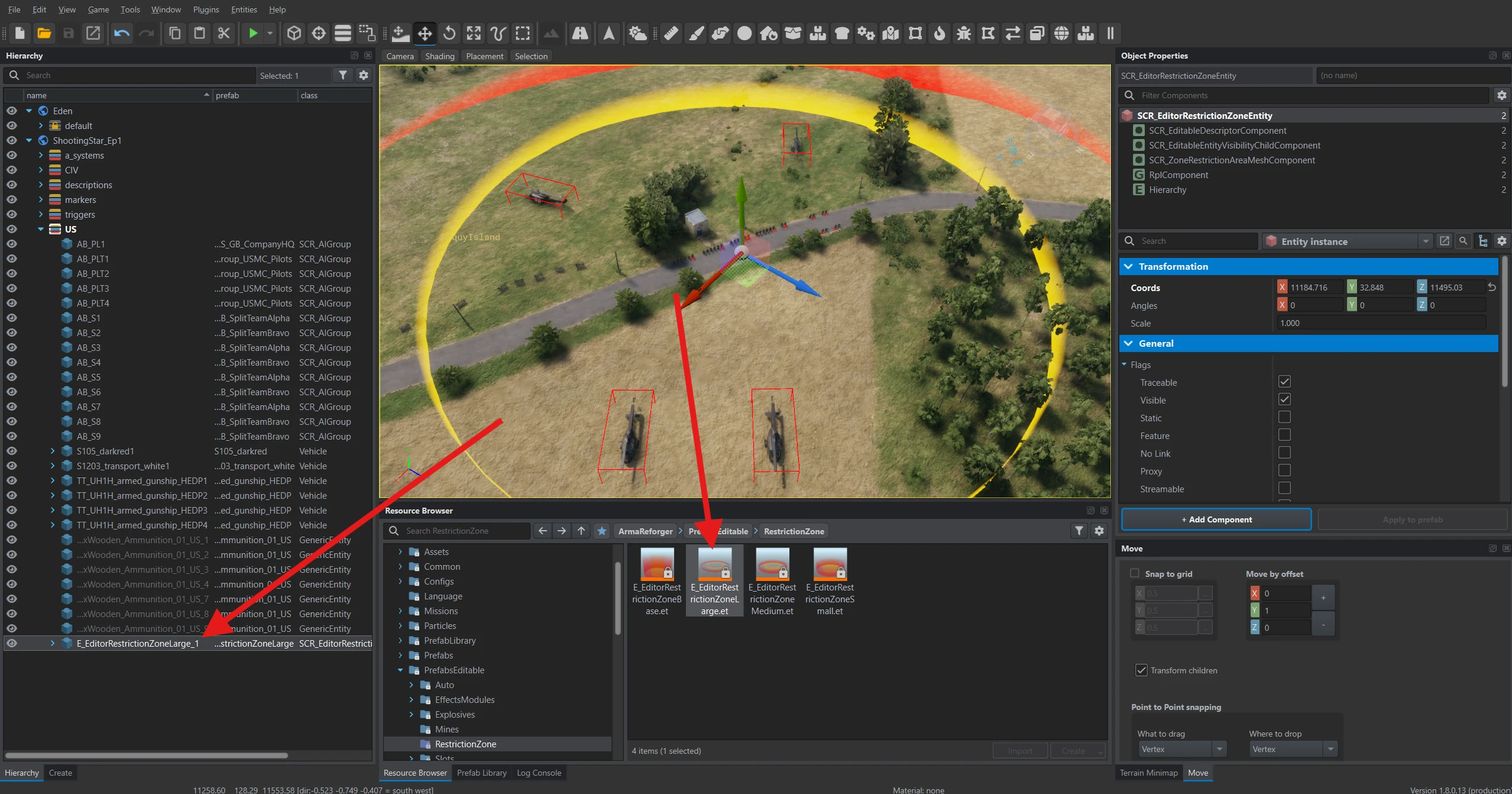 E_EditorRestrictionZoneLarge.et surrounds the starting characters and vehicles.